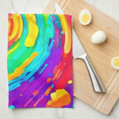 スパイラ鮮やかルのスプラッシュカラーアート キッチンタオル (四つ折り)