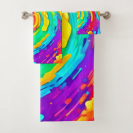 スパイラ鮮やかルのスプラッシュカラーアート バスタオルセット