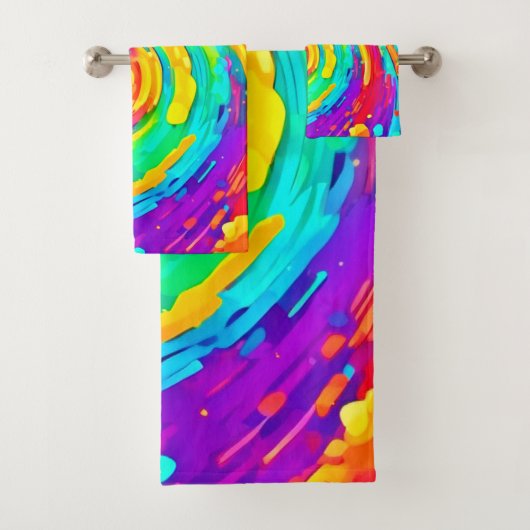 スパイラ鮮やかルのスプラッシュカラーアート バスタオルセット (インサイチュ)