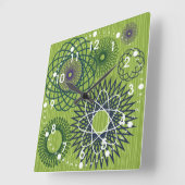 スパイログラフ幾何学模様(青) スクエア壁時計 (傾斜)