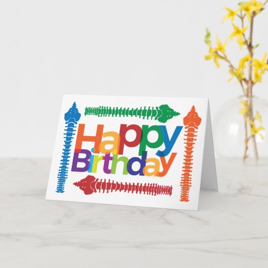 スパインカラフル文字カイロプラクティック誕生日 カード (黄色い花)