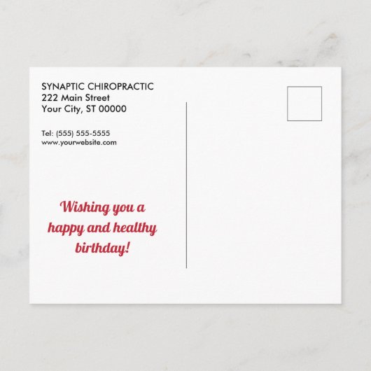 スパインカラフル文字カイロプラクティック誕生日 ポストカード (裏面)