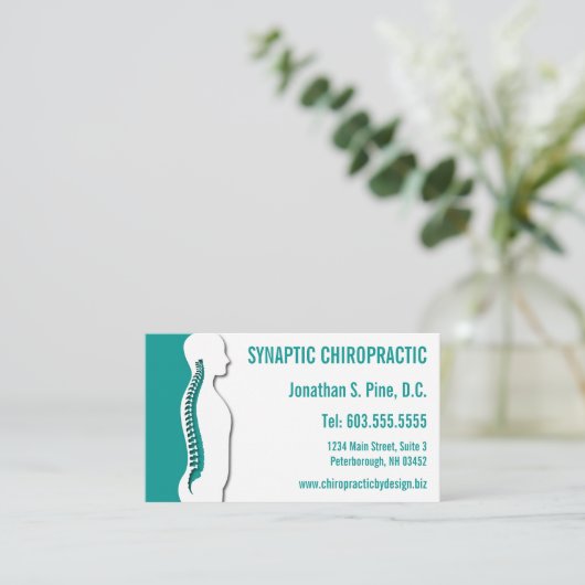 スパインシルエットグラフィックオフィス時間カイロプラクター 名刺 (スタンド正面)