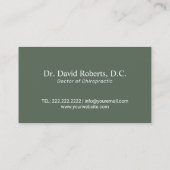 スパインロゴカイロプラクターカイロプラクティックセージグリーン 名刺 (裏面)