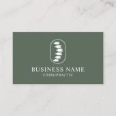 スパインロゴカイロプラクターカイロプラクティックセージグリーン 名刺 (正面)