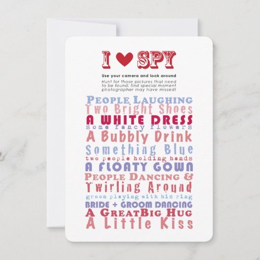 スパイ フォト ハント ゲームが大好き 招待状 (正面)