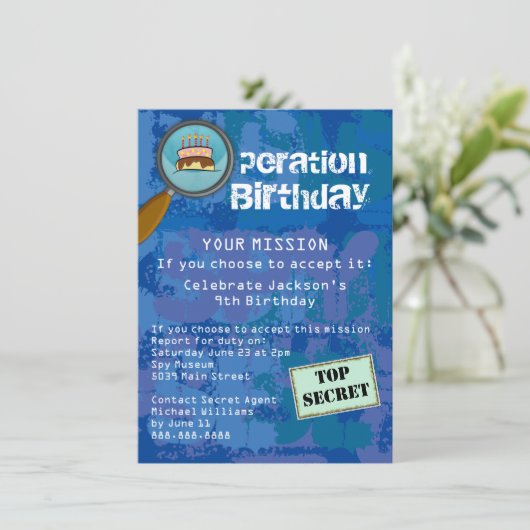 スパイ/秘密/特別代理店の誕生日パーティー 招待状 (スタンド正面)
