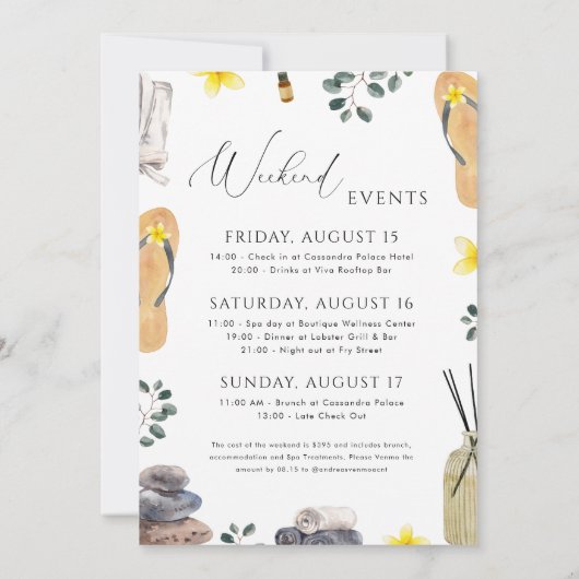 スパウィークエンドバチェロレッテガールズデイウェルネス 招待状 (裏面)