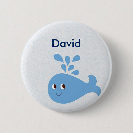 スパウト付きキュートなクジラ（カスタマイズ可能） 缶バッジ