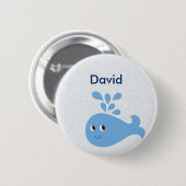 スパウト付きキュートなクジラ（カスタマイズ可能） 缶バッジ (正面&裏面)