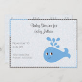 スパウト付きキュートカスタムクジラ赤ちゃんシャワー 招待状 (正面/裏面)