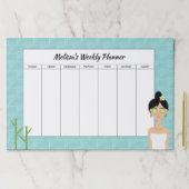 スパウーマンイラストレーション名前をカスタムするウィークリープランナー ペーパーパッド (インサイチュ)