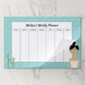 スパウーマンイラストレーション名前をカスタムするウィークリープランナー ペーパーパッド (折り畳み)