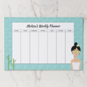 スパウーマンイラストレーション名前をカスタムするウィークリープランナー ペーパーパッド (正面)