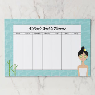 スパウーマンイラストレーション名前をカスタムするウィークリープランナー ペーパーパッド