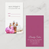 スパエッセンシャル油マッサージアロマセラピーアポイントメント 予約カード (正面/裏面)