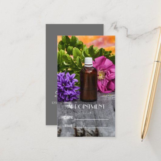 スパエッセンシャル油マッサージアロマセラピーアポイントメント 予約カード (正面/裏面インサイチュ)