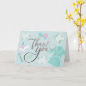 スパエレガントをテーマにしたフェイクThank You-silver/blue カード (黄色い花)