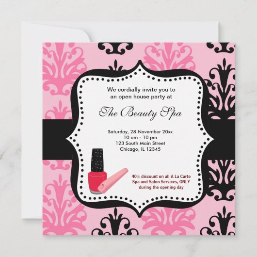 スパオープンハウスお祝い 招待状 (正面)