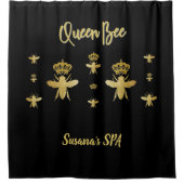 スパカスタムエステティッククイーンビー金ゴールド&ブラックモダン シャワーカーテン (正面)