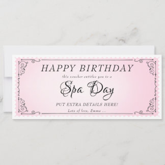スパカスタム日マッサージピンクバウチャー証明書 招待状