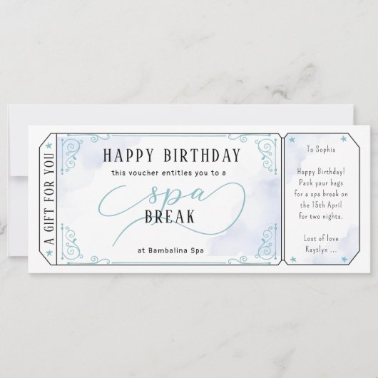 スパカスタム日マッサージブルーバウチャー証明書 招待状 (正面)