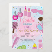 スパガールの誕生日パーティー招待状、スパのお祝い。 招待状 (正面/裏面)