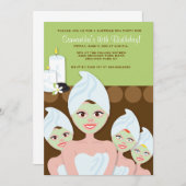 スパガールズパーティー誕生日またはブライダルシャワー5x7 招待状 (正面/裏面)