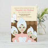 スパガールズパーティー誕生日またはブライダルシャワー5x7 招待状 (スタンド正面)