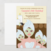 スパガールズパーティー誕生日またはブライダルシャワー5x7 招待状 (正面/裏面)