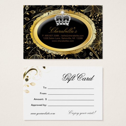 スパギフトカードスパエレガント金ゴールドフローラクラウン (正面&裏面)