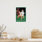 スパゲッチーニのパスタの男性と機械、編集文字 ポスター (キッチン)