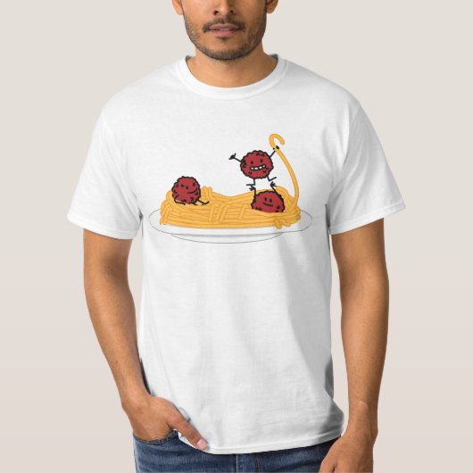 スパゲッティおよびミートボールのパスタのヌードルのイタリア人の食糧 Tシャツ (正面)