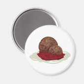 スパゲッティとソース入りミートボール マグネット (正面/裏面)