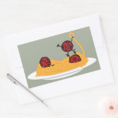 スパゲッティとミートボールのパスタイタリアンー麺料理 長方形シール (封筒)