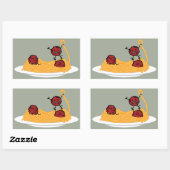 スパゲッティとミートボールのパスタイタリアンー麺料理 長方形シール (シート)