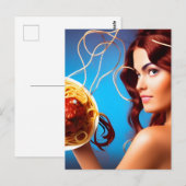 スパゲッティとミートボールのプレートを持つ女神 ポストカード (正面/裏面)