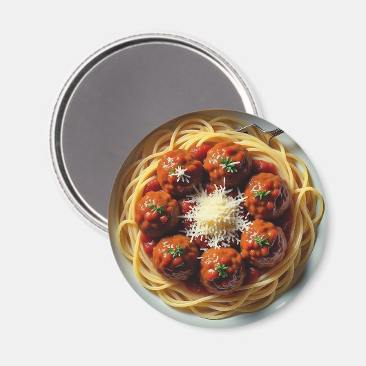スパゲッティとミートボールディナー マグネット (正面/裏面)