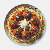 スパゲッティとミートボールディナー マグネット (正面)