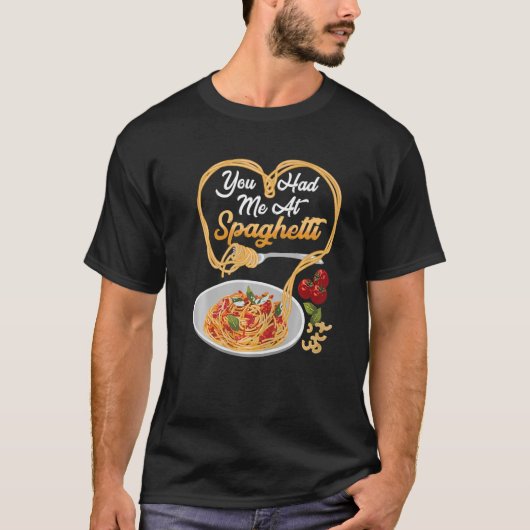 スパゲッティに惚れたよ 面白い イタリア料理好き P Tシャツ (正面)
