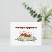 スパゲッティの上でミートボールを歌う ポストカード (スタンド正面)