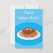 スパゲッティの漫画イラスト 招待状 (裏面)