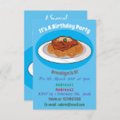 スパゲッティの漫画イラスト 招待状 (正面/裏面)