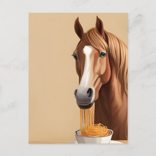 スパゲッティをボウルに入れた馬 ポストカード