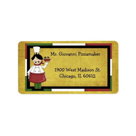 スパゲッティを提供するシェフ ラベル (正面)