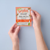 スパゲッティイタリアンディナー学派教会の資金集め チラシ (手)