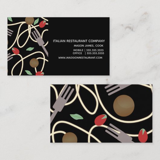 スパゲッティイタリアンパスタディナー器具ミートボール 名刺 (正面/裏面)
