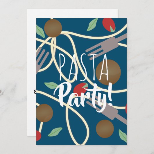 スパゲッティイタリアンパスタディナー器具ミートボール 招待状 (正面/裏面)