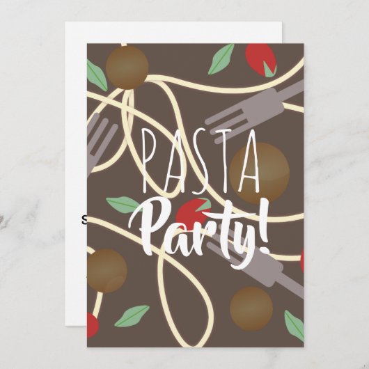 スパゲッティイタリアンパスタディナー器具ミートボール 招待状 (正面/裏面)