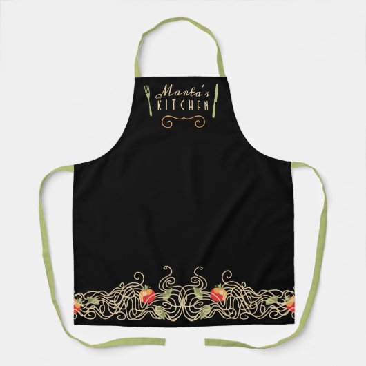 スパゲッティイタリアンパスタフードキパーソナライズされたッチン エプロン (正面)